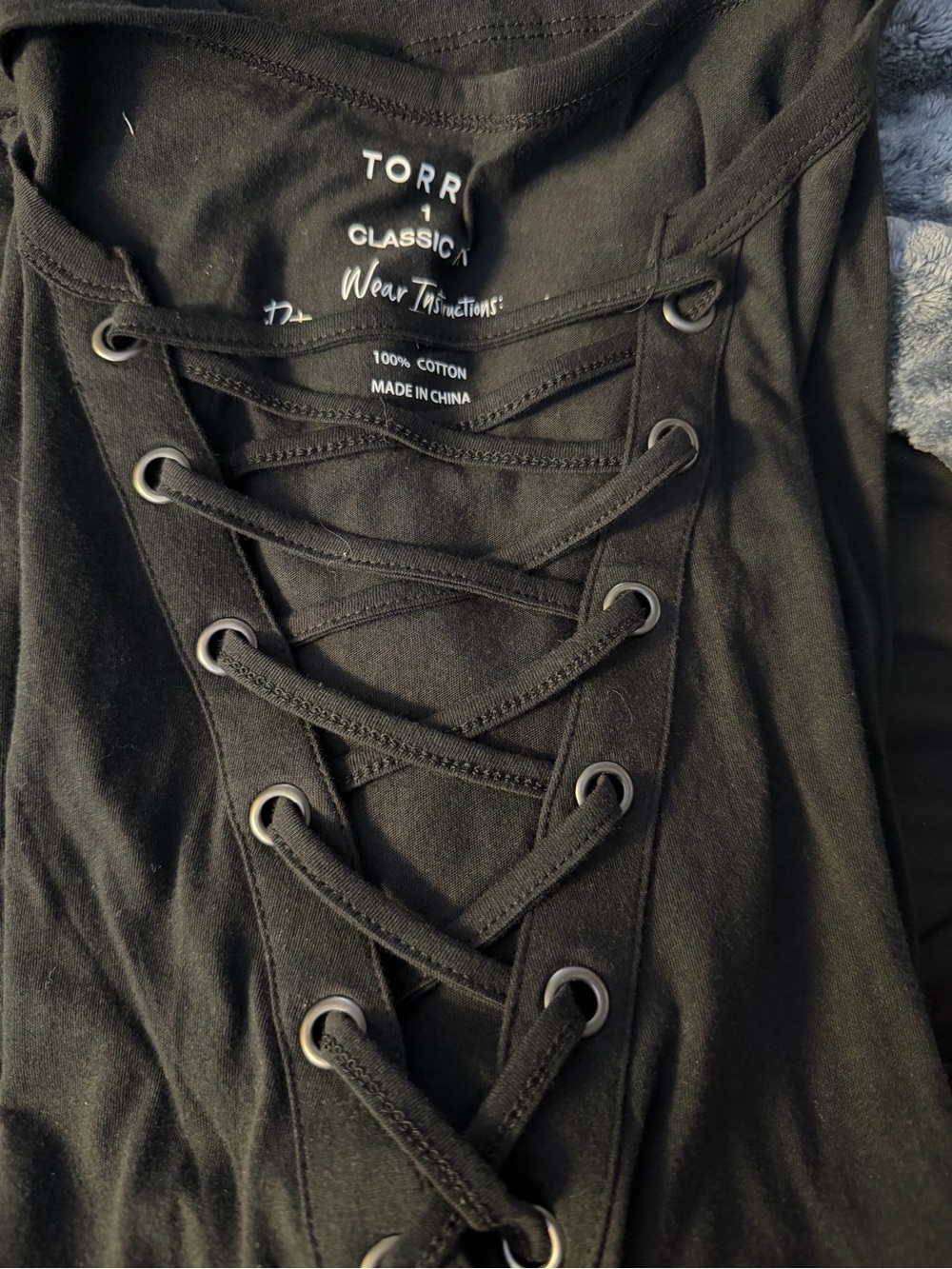 torrid black Lace-Up Front Top